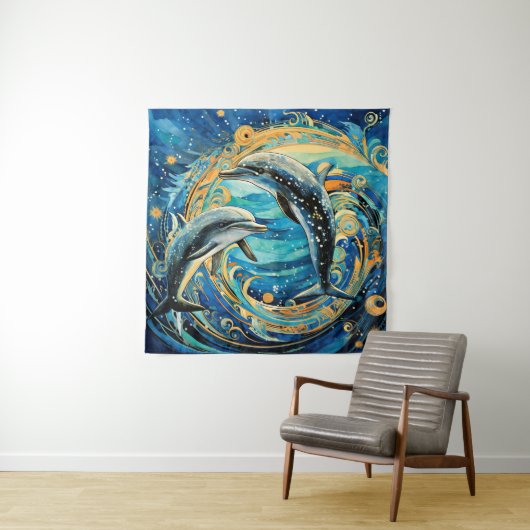 Dolfijnkunst Wandkleed (In situ)