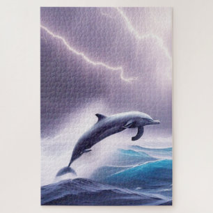 Dolfijnmazig in een Stormy Zee: Een fascinerende s Legpuzzel