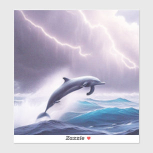 Dolfijnmazig in een Stormy Zee: Een fascinerende s Sticker