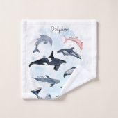 Dolfijnthema kinder waterverf tekening bad handdoek (Wasdoekje)