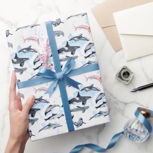 Dolfijnthema kinder waterverf tekening cadeaupapier (Geschenken)