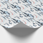 Dolfijnthema kinder waterverf tekening cadeaupapier (Hoek)