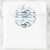 Dolfijnthema kinder waterverf tekening ronde sticker (Tas)