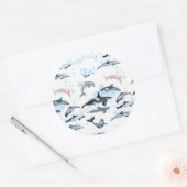 Dolfijnthema kinder waterverf tekening ronde sticker (Envelop)