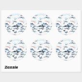 Dolfijnthema kinder waterverf tekening ronde sticker (Vel)