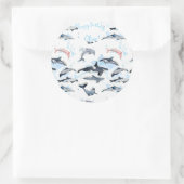 Dolfijnthema kinder waterverf tekening ronde sticker (Tas)