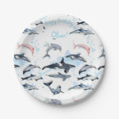 Dolfijnthema kinder waterverf tekenpapier papieren bordje (Voorkant)