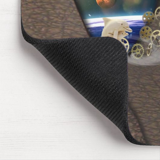 Dolfijntijd op leer muismat (Hoek)