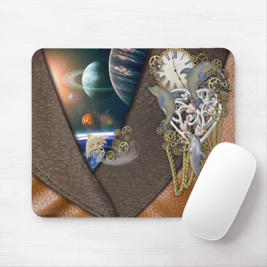 Dolfijntijd op leer muismat (Met muis)