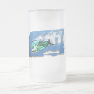 Dolfijnvis aanval van glas van bier matglas bierpul
