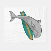 Dolfine als Surfer met Surfboard Fleece Deken (Voorkant (Horizontaal))