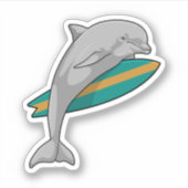 Dolfine als Surfer met Surfboard Sticker (Voorkant)