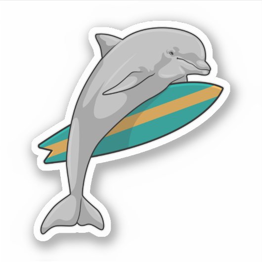 Dolfine als Surfer met Surfboard Sticker (Voorkant)
