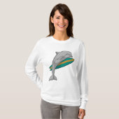 Dolfine als Surfer met Surfboard T-shirt (Voorkant volledig)