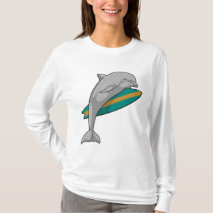 Dolfine als Surfer met Surfboard T-shirt