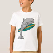 Dolfine als Surfer met Surfboard T-shirt (Voorkant)
