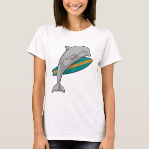 Dolfine als Surfer met Surfboard T-shirt