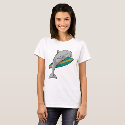 Dolfine als Surfer met Surfboard T-shirt (Voorkant volledig)