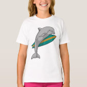 Dolfine als Surfer met Surfboard T-shirt (Voorkant)