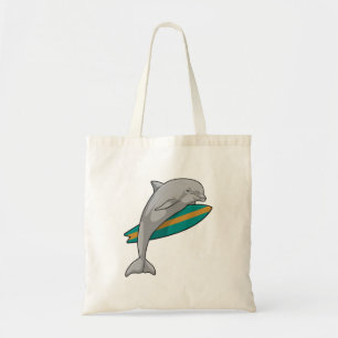 Dolfine als Surfer met Surfboard Tote Bag