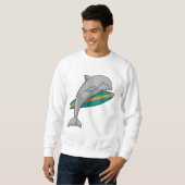 Dolfine als Surfer met Surfboard Trui (Voorkant volledig)