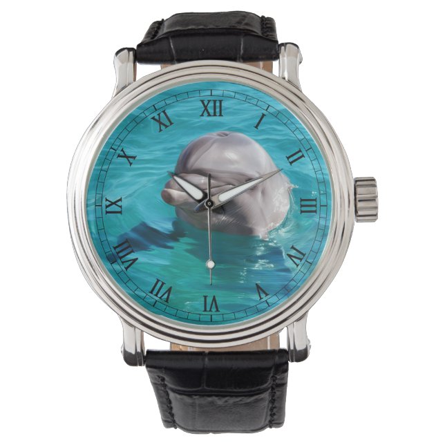 Dolfine in Blue Water Foto Horloge (Voorkant)