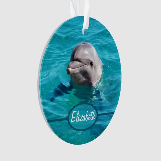 Dolfine in Blue Water Foto Ornament (voorkant)
