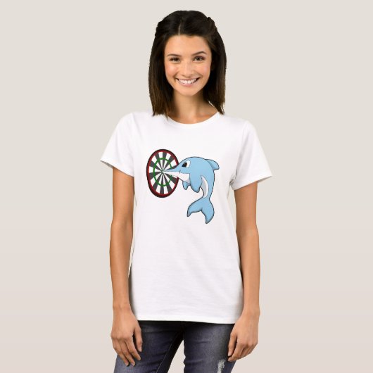 Dolfine in Darts met Dartboard T-shirt (Voorkant volledig)