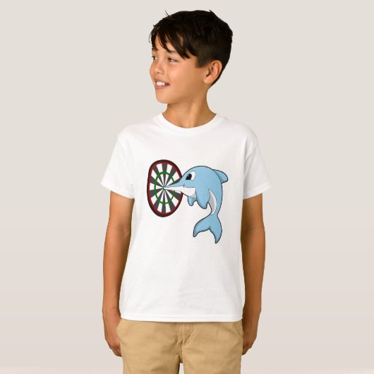 Dolfine in Darts met Dartboard T-shirt (Voorkant volledig)