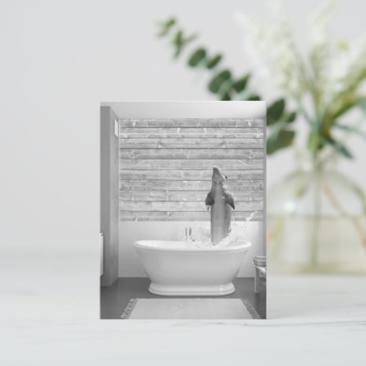Dolfine in het bad Bathtub Bubble Briefkaart (Staand voorkant)