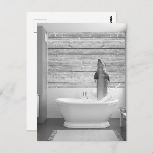Dolfine in het bad Bathtub Bubble Briefkaart (Voorkant / Achterkant)
