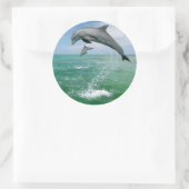 Dolfine in het wild springen en spelen ronde sticker (Tas)