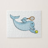 Dolfine in Tennis met Tennis racket Legpuzzel (Horizontaal)