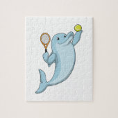 Dolfine in Tennis met Tennis racket Legpuzzel (Verticaal)