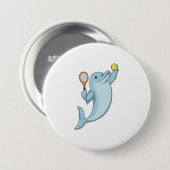 Dolfine in Tennis met Tennis racket Ronde Button 7,6 Cm (Voorkant /achterkant)