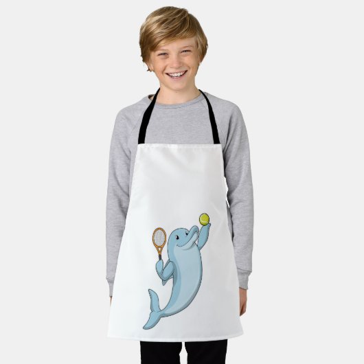 Dolfine in Tennis met Tennis racket Schort (Gedragen)