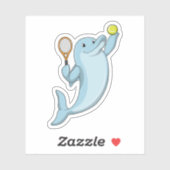 Dolfine in Tennis met Tennis racket Sticker (Vel)