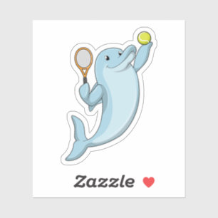 Dolfine in Tennis met Tennis racket Sticker