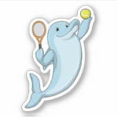 Dolfine in Tennis met Tennis racket Sticker (Voorkant)