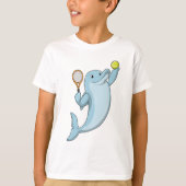 Dolfine in Tennis met Tennis racket T-shirt (Voorkant)