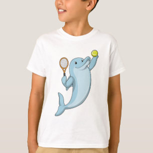 Dolfine in Tennis met Tennis racket T-shirt