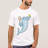 Dolfine in Tennis met Tennis racket T-shirt (Voorkant)