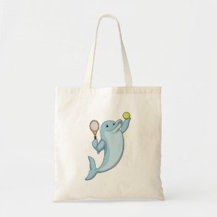 Dolfine in Tennis met Tennis racket Tote Bag