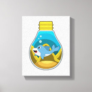 Dolfine in zwemmen in aquarium canvas afdruk