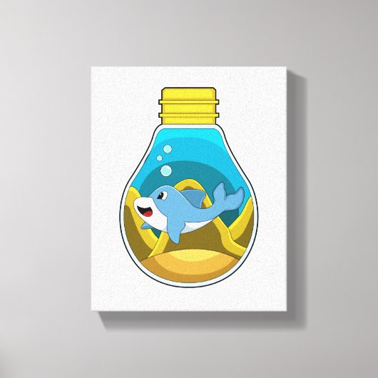 Dolfine in zwemmen in aquarium canvas afdruk (Voorkant)