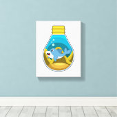 Dolfine in zwemmen in aquarium canvas afdruk (Insitu (Houten vloer))