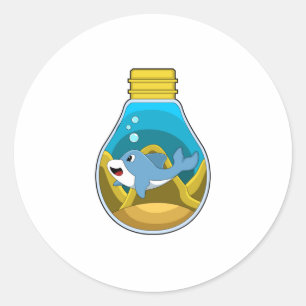 Dolfine in zwemmen in aquarium ronde sticker
