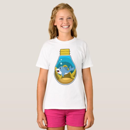 Dolfine in zwemmen in aquarium t-shirt (Voorkant volledig)