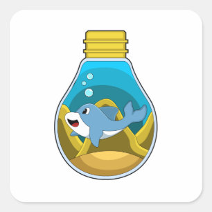 Dolfine in zwemmen in aquarium vierkante sticker