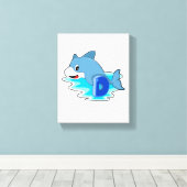 Dolfine in zwemmen met letter canvas afdruk (Insitu (Houten vloer))